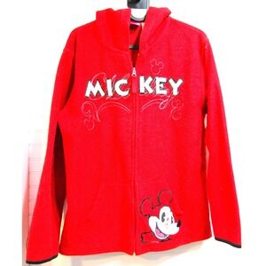 Vintage Mickey Mouse hoodie Medium Fleece Zip-up The Wonderful World of Disney